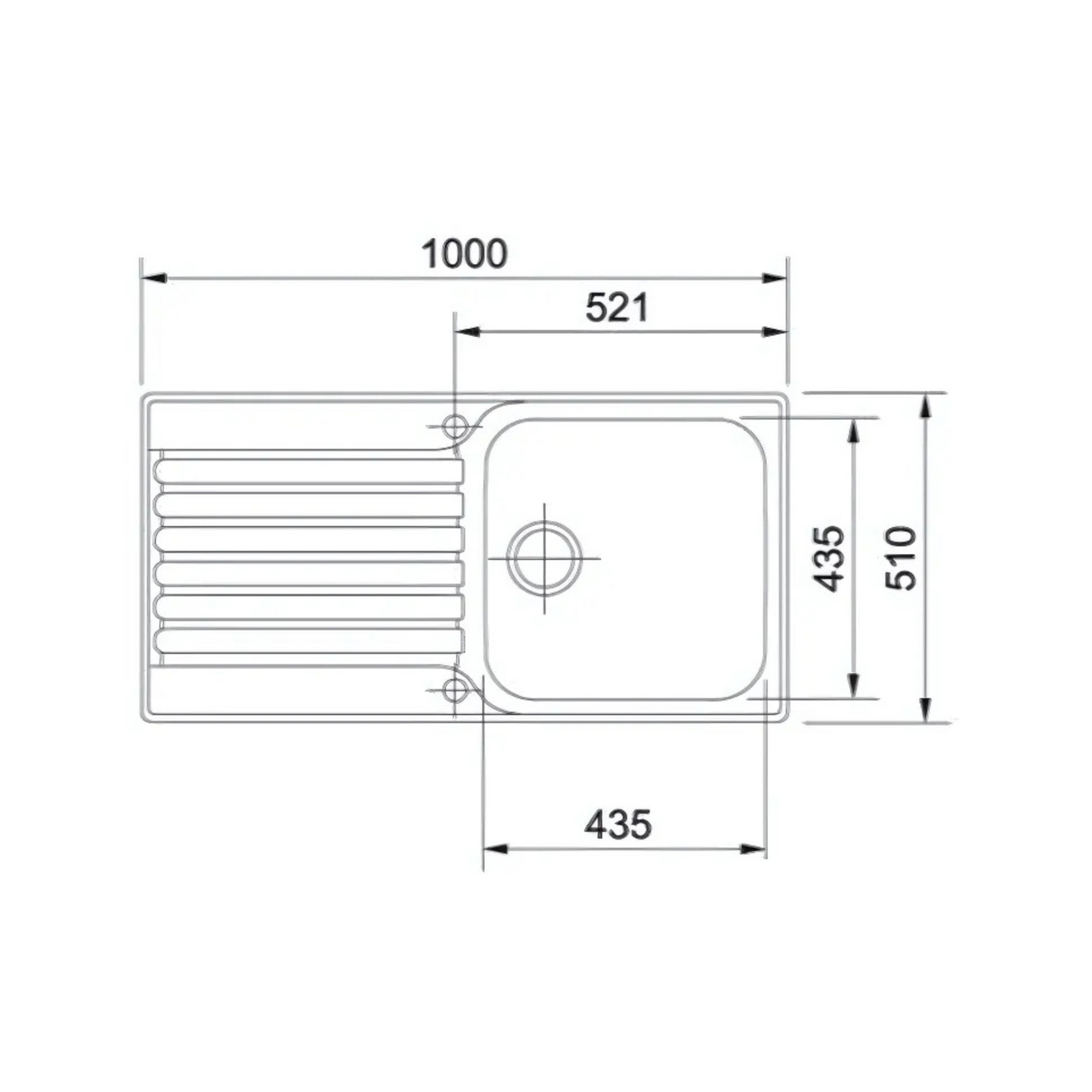 Carron Phoenix Ascona ASX611-100 Sink (Stainless Steel) 950mm x 508mm- 101.0305.142