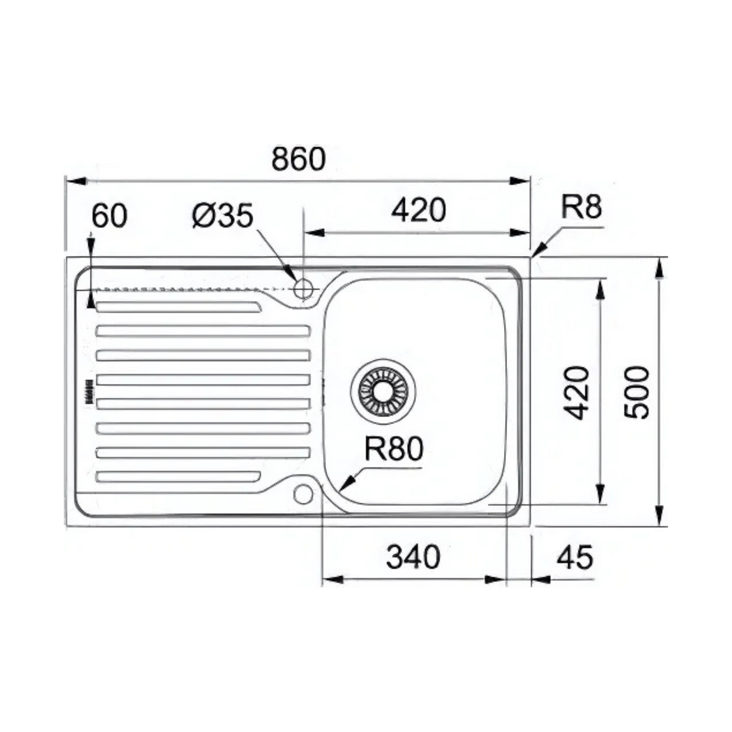 Franke Antea 611-86 Sleeve (Stainless Steel) - 101.0453.776