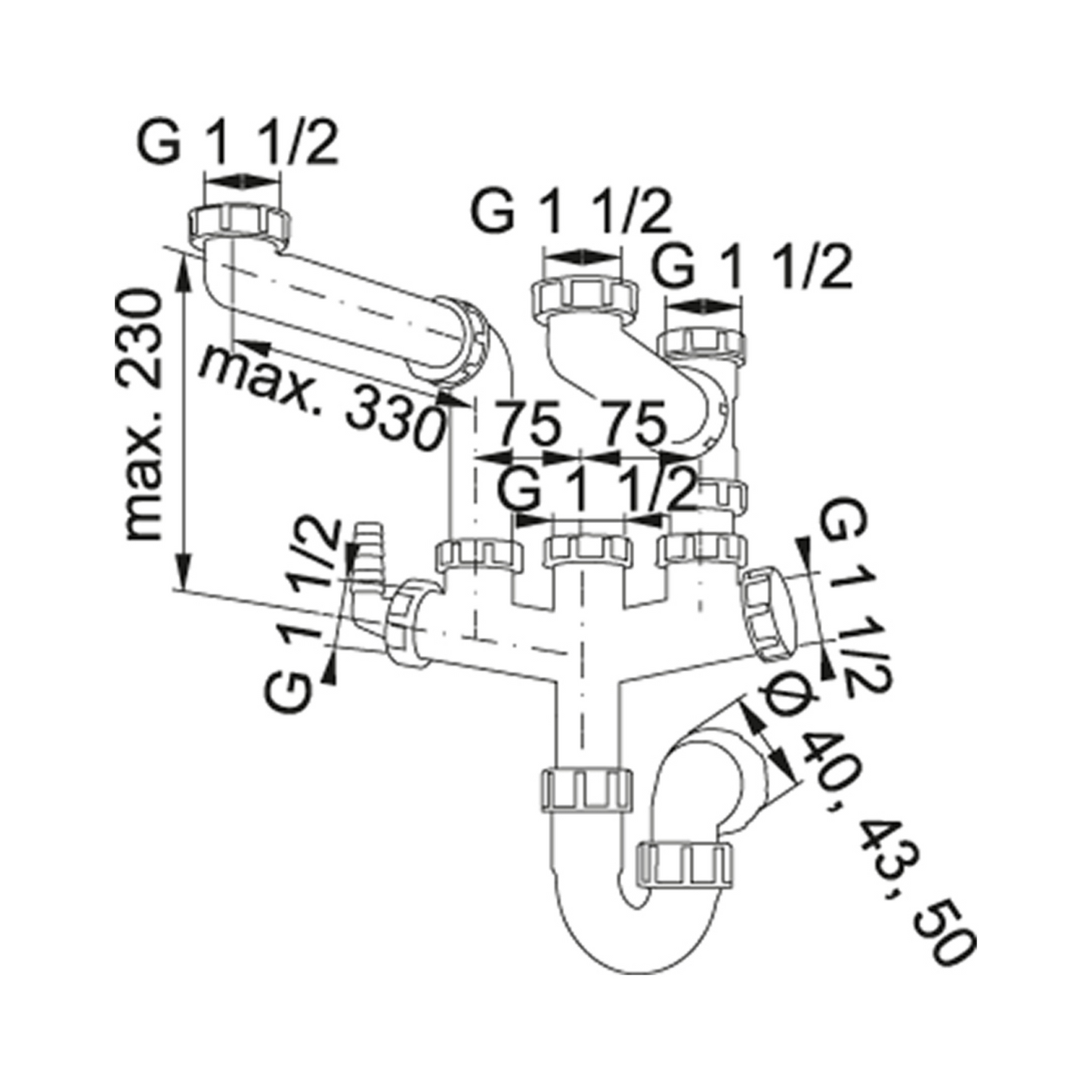 Franke Siphon II Plumbing Kit (Grey) - 112.0052.536