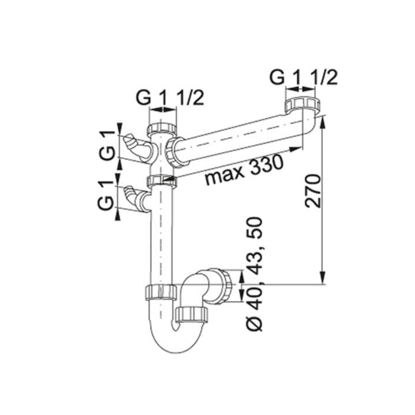 Franke Siphon 1 Plumbing Kit 1 (Grey) - 112.0059.946