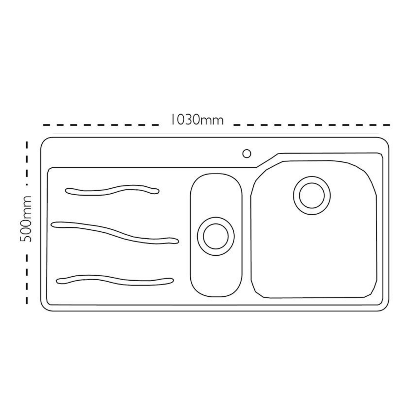 Carron Phoenix Maui 150 1.5 Bowl Inset Sink Left-Hand Drainer (Stainless Steel) – 101.0155.121