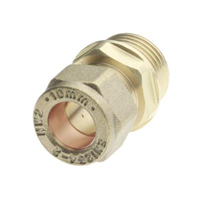 Compression Straight Male Connector (Brass) 10mm x 1/2" - COSAM-10D