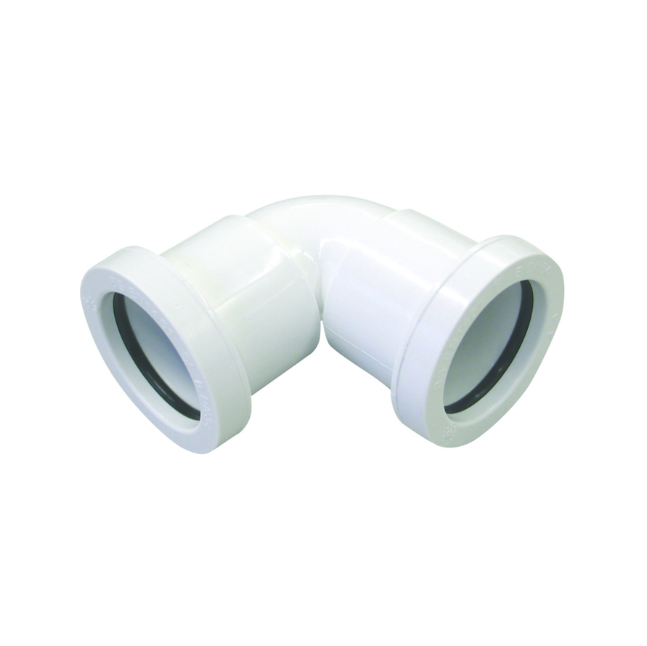 32mm x 90° Osma Push-Fit Waste Knuckle Bend - Wavin (White) – 4W160W