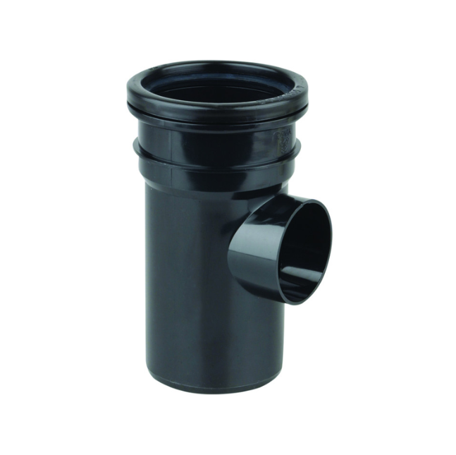 82mm OsmaSoil Ring-Seal Single Socket Bossed Pipe - Wavin (Black) – 3S649B