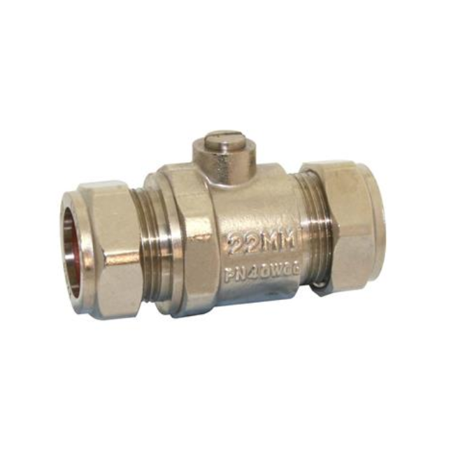 GENBRA Full Bore Isolating Valve Heavy Pattern Chrome (Brass) 22mm – BFIVHP-22