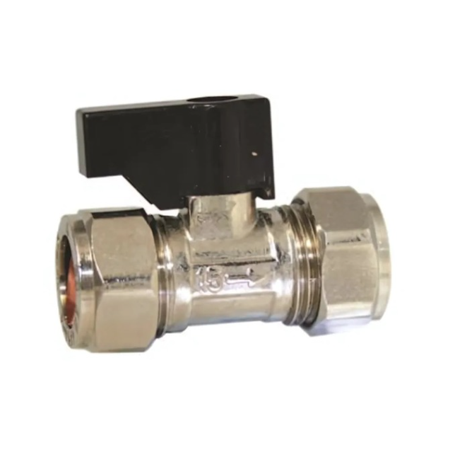 GENBRA Isolating Valve with Black Lever (Chrome-Plated Brass) 15mm – BFIVL-15