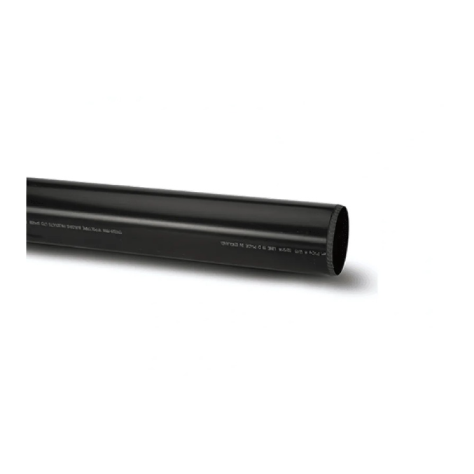 Polypipe Soil Plain Ended Pipe (Black) 82mm x 3m - PP330B