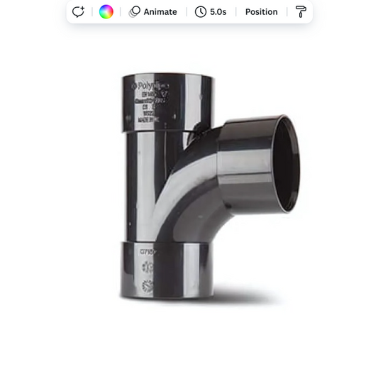 50 mm x 92.5° Swept Tee - Polypipe Waste System (Black) – WS56B