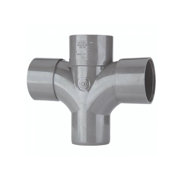 Polypipe Solvent Weld Cross Tee (Grey) 50mm x 92.5° – WS50G