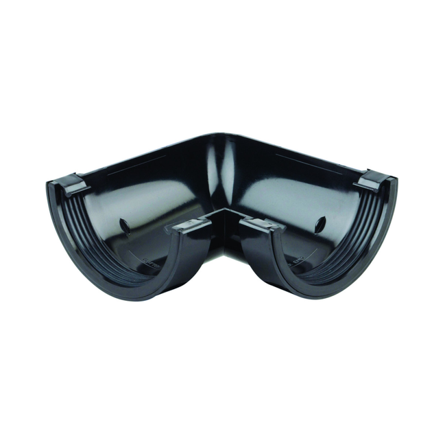 112mm x 90° Osma RoundLine Gutter Angle - Wavin (Black) – 0T003B