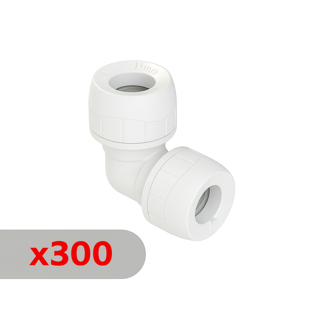 Polypipe Polyplumb 15mm White Elbow PB115EW – Bulk Trade Packs X 300 ELBOWS