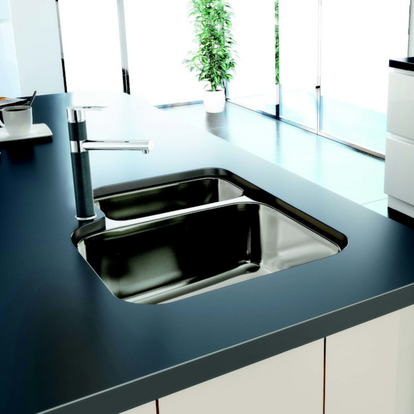 Carron Phoenix Ibis 150 1.5 Bowl Undermount Sink Right-Hand Small Bowl (Stainless Steel) – 122.0284.074