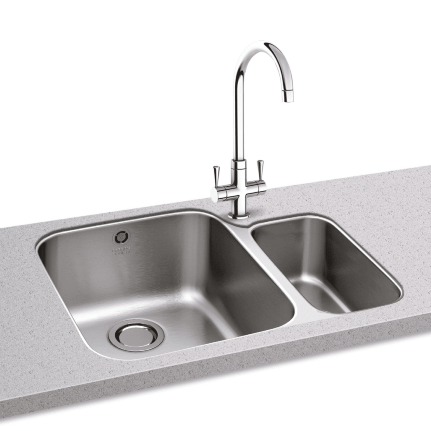 Carron Phoenix Ibis 150 1.5 Bowl Undermount Sink Right-Hand Small Bowl (Stainless Steel) – 122.0284.074