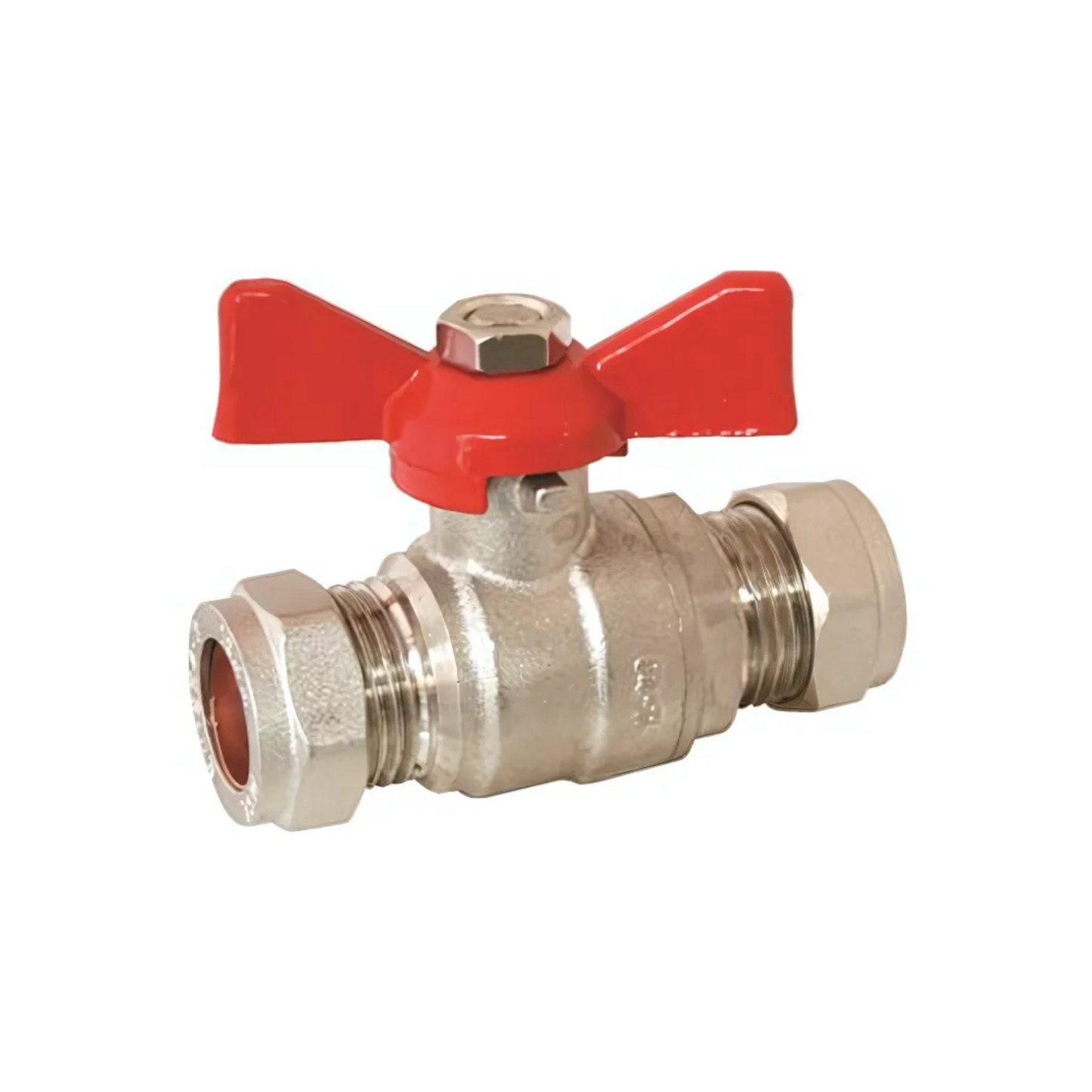 Genbra Butterfly Handled Ball Valve (Brass Body - Red Handle) 15mm - BFBBVR-15