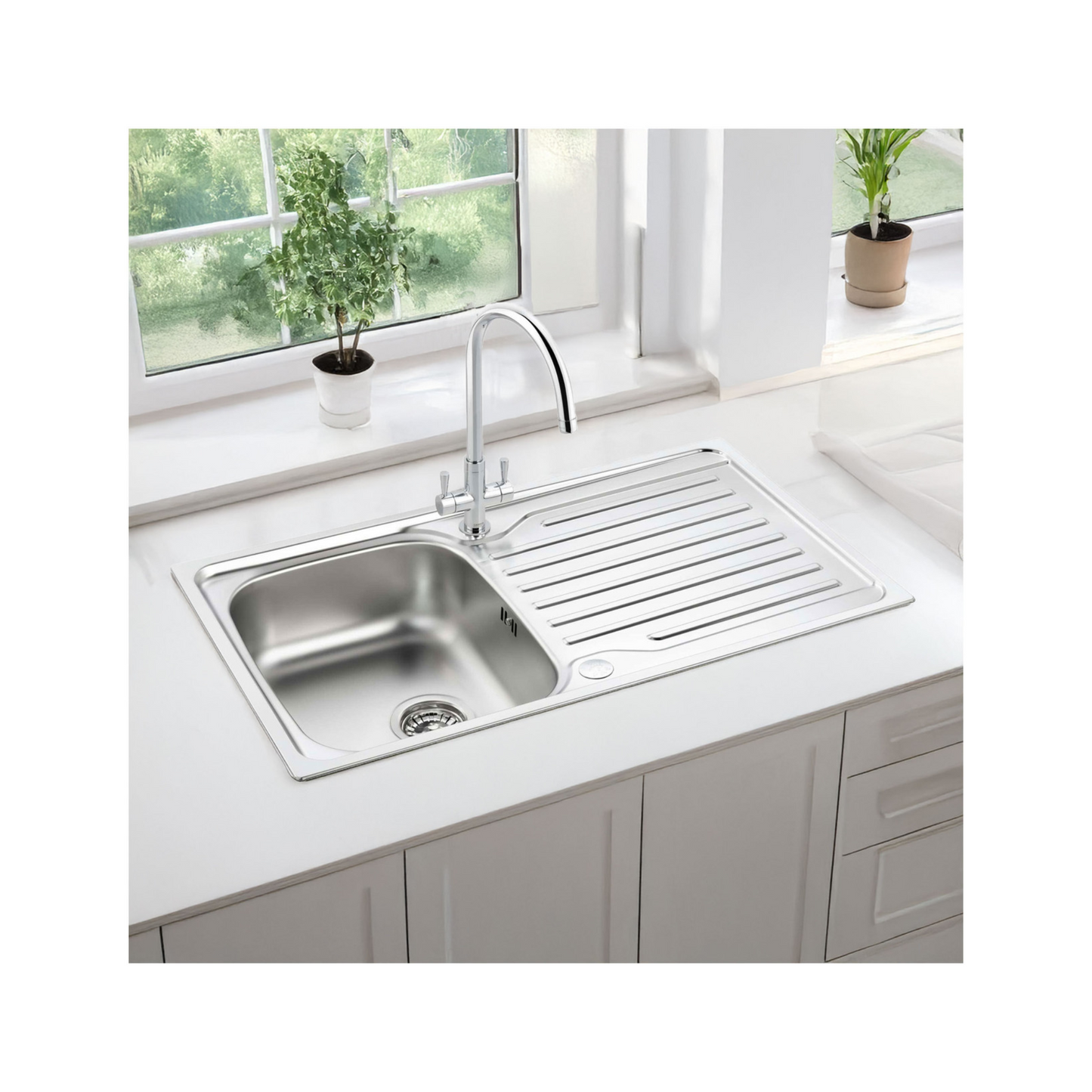 Carron Phoenix Lomond 90 3½" Waste & Overflow Kit – Reversible 2 Tap Hole, Boxed (Stainless Steel) – 101.0714.473