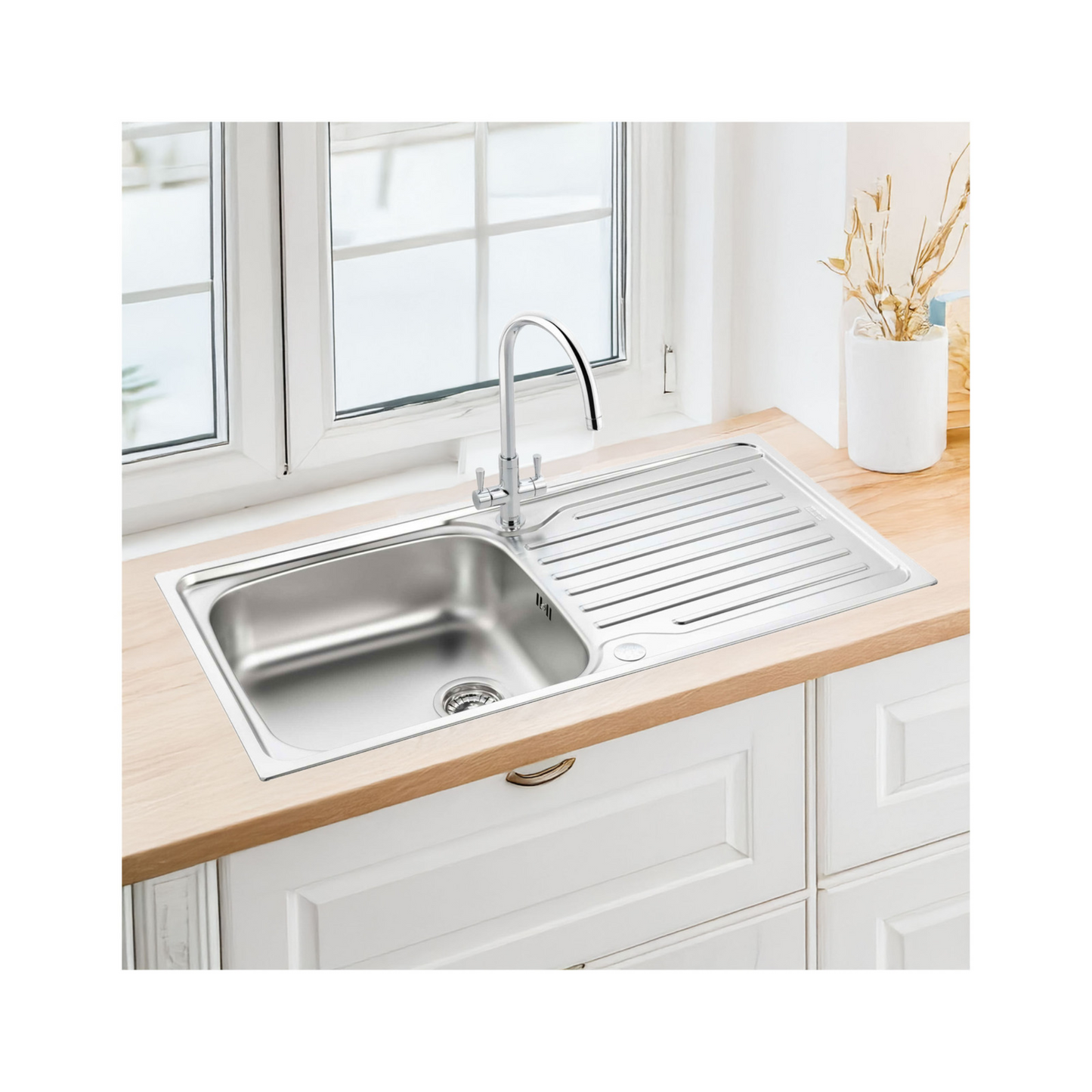 Carron Phoenix Lomond 100 3½" Waste & Overflow Kit – Reversible 2 Tap Hole, Boxed (Stainless Steel) – 101.0714.474