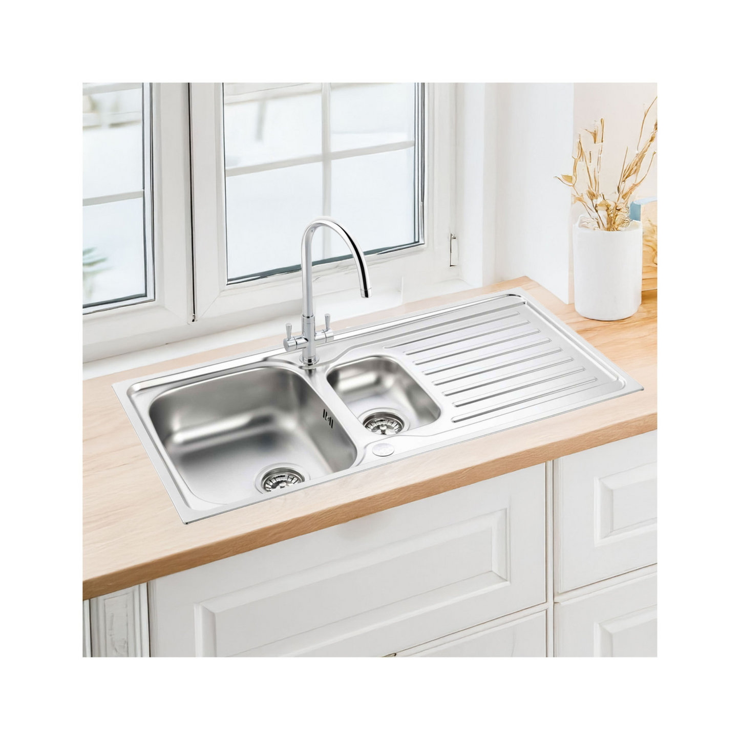 Carron Phoenix Lomond 150 3½" Waste & Overflow Kit – Reversible 2 Tap Hole, Boxed (Stainless Steel) – 101.0714.475