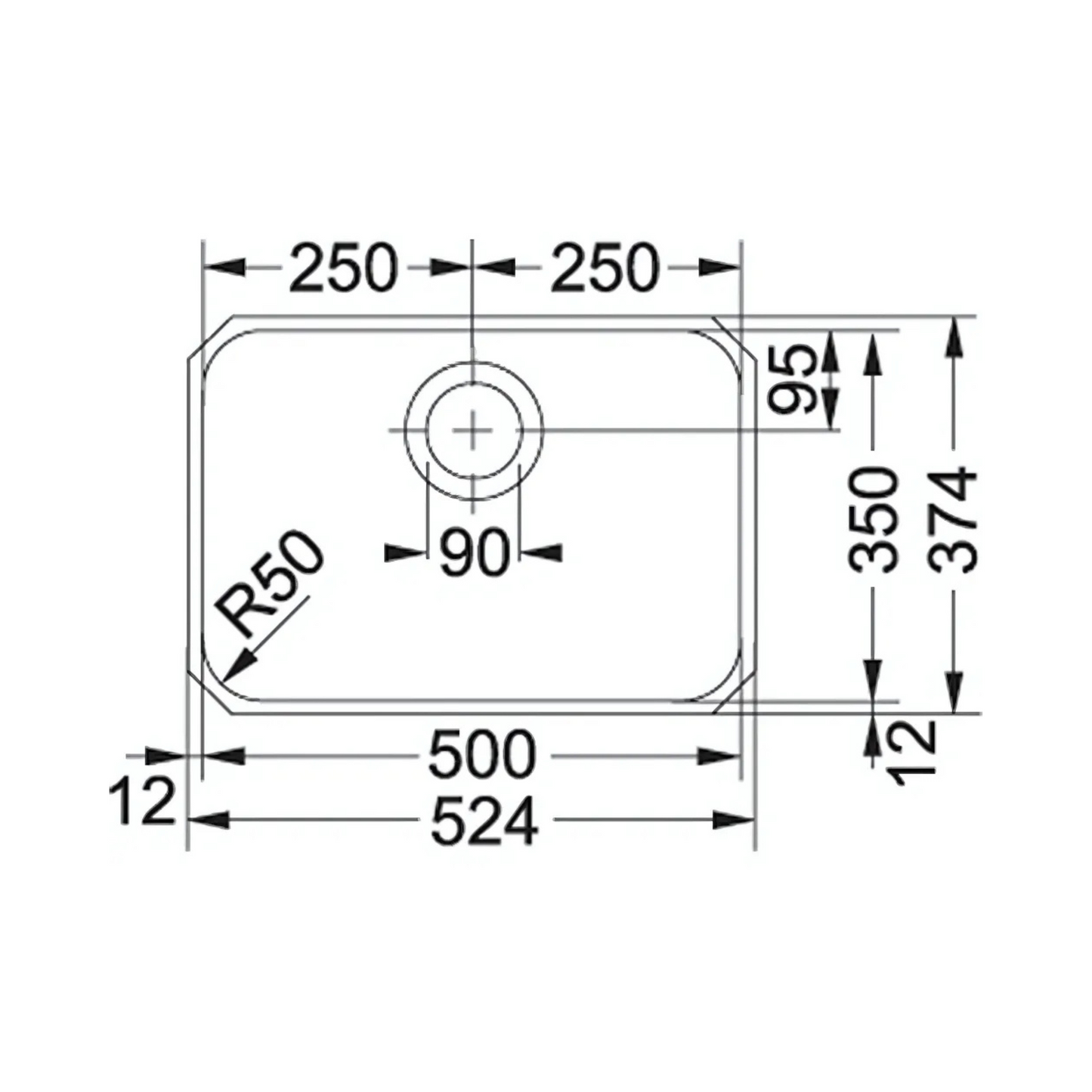 Franke Largo LAX 110‑50 Single‑Bowl Undermount Sink (Stainless Steel) - 122.0181.453