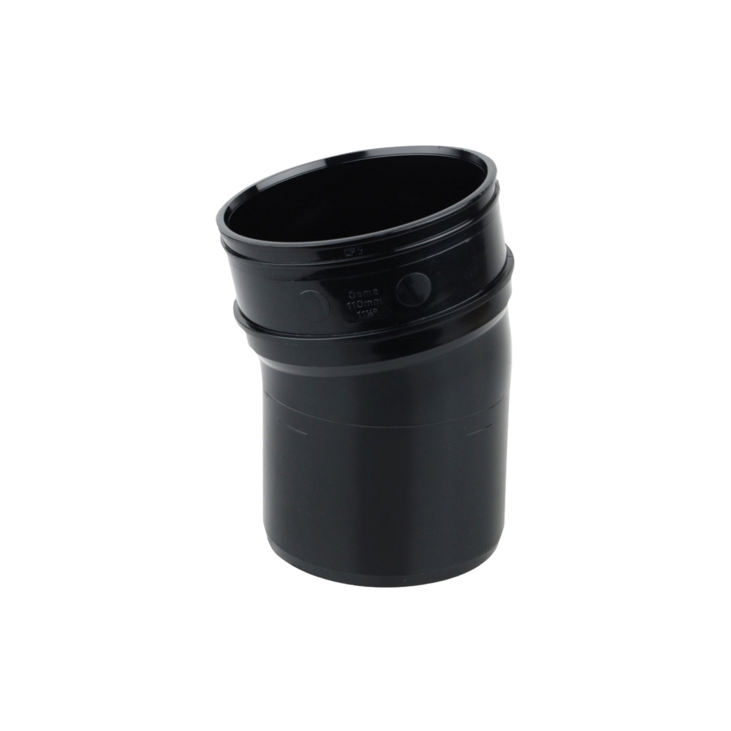110mm Osma Soil Solvent Socket Long Tail Bend 11.25 Degree - Wavin (Black) - 4S268B