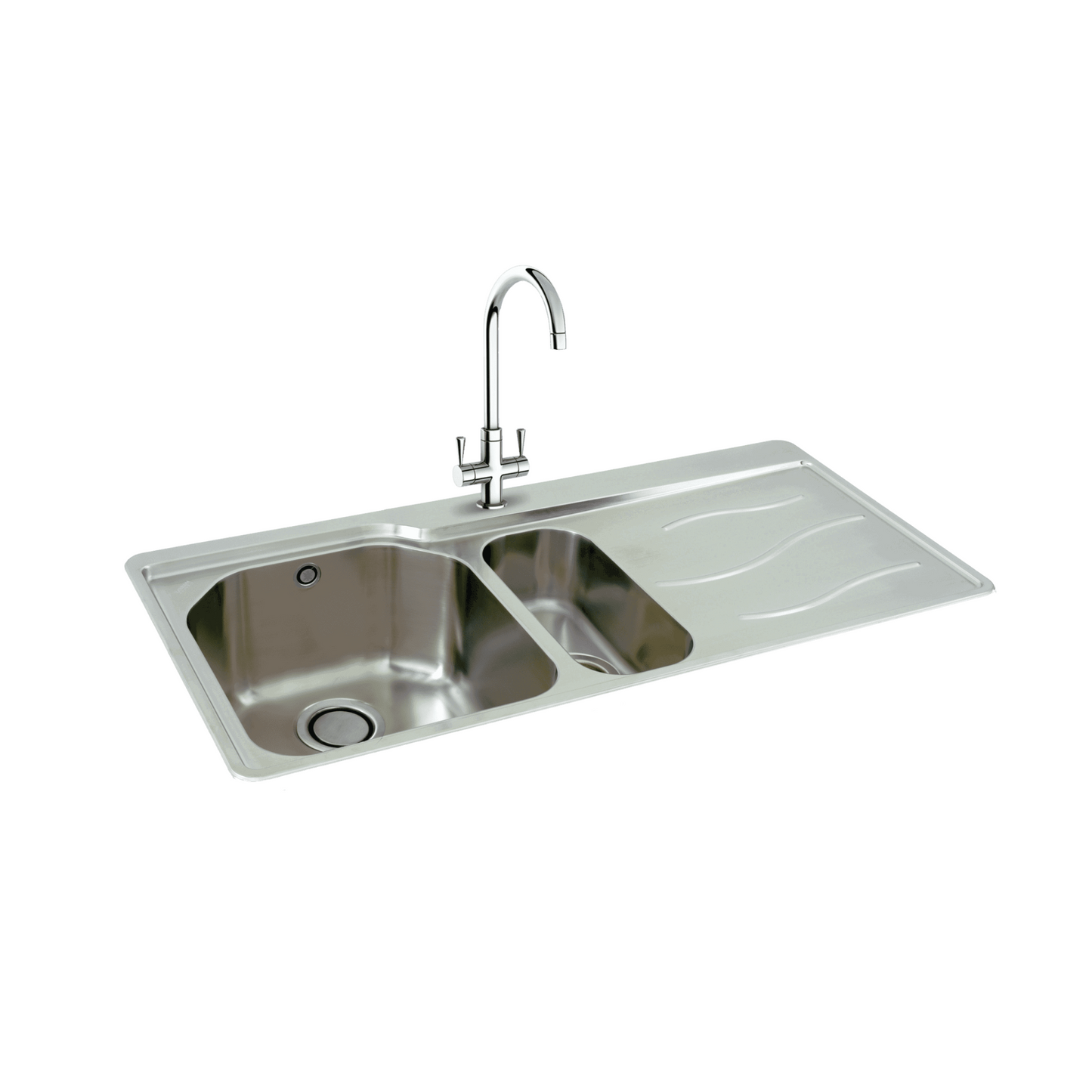 Carron Phoenix Maui 150 1.5 Bowl Inset Sink Right-Hand Drainer (Stainless Steel) – 101.0155.124
