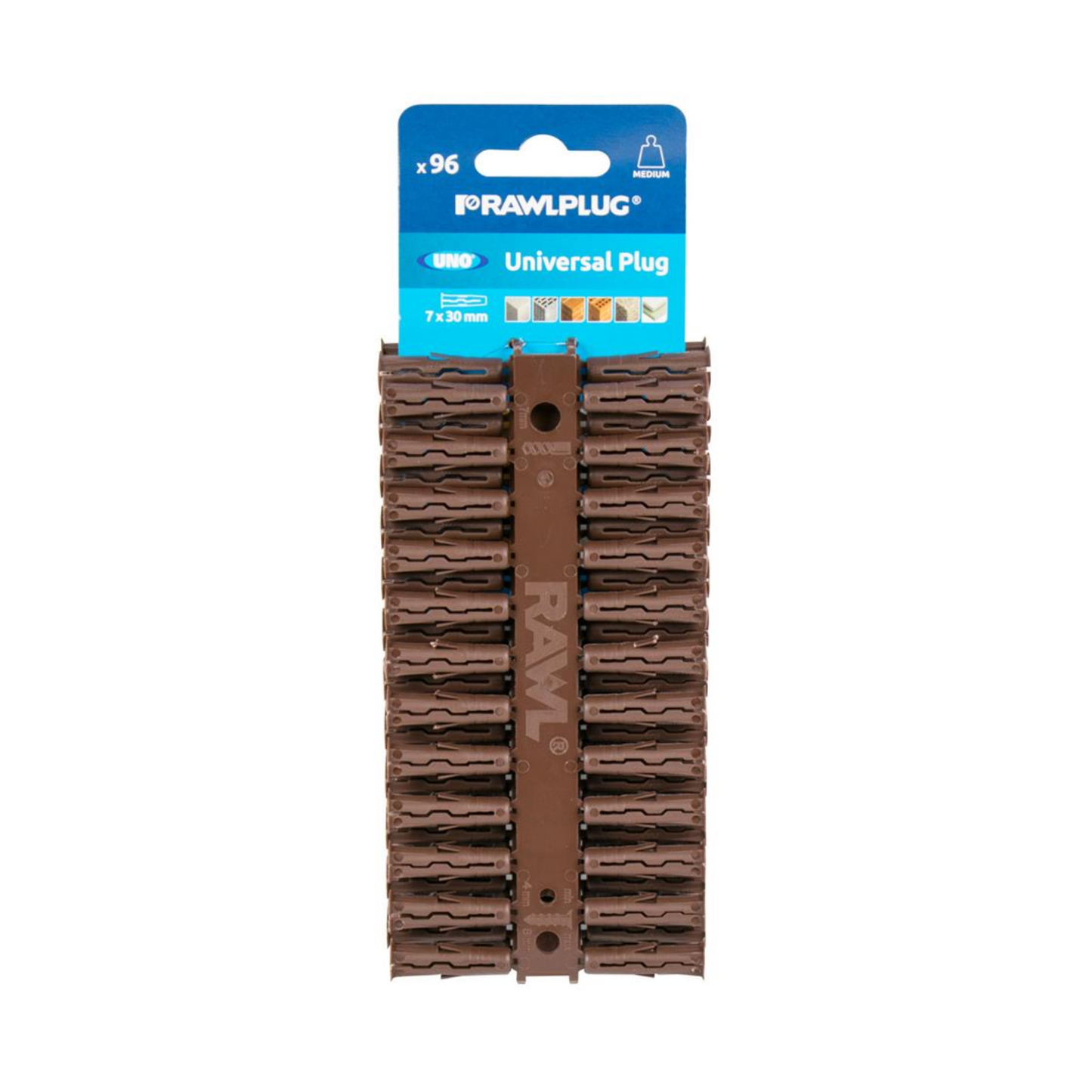 Rawlplug Universal Plug Clips (Brown) (Box of 96) 7mm - R-U1-BRN-96-C