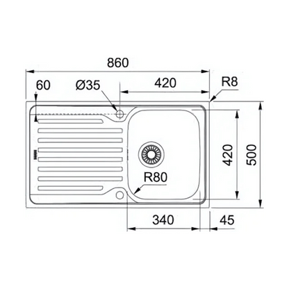 Franke Antea 611-86 Sleeve (Stainless Steel) - 101.0453.776