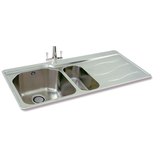 Carron Phoenix Maui 150 1.5 Bowl Inset Sink Right-Hand Drainer (Stainless Steel) – 101.0155.124