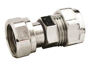 Compression Straight Tap Connector (Chrome) 22mm x 3/4" - CCSTC-22E