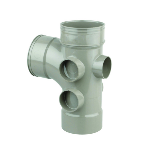 110mm OsmaSoil Double Solvent Weld 5 Boss Branch 87.5° - Wavin (Olive) – 4S495E