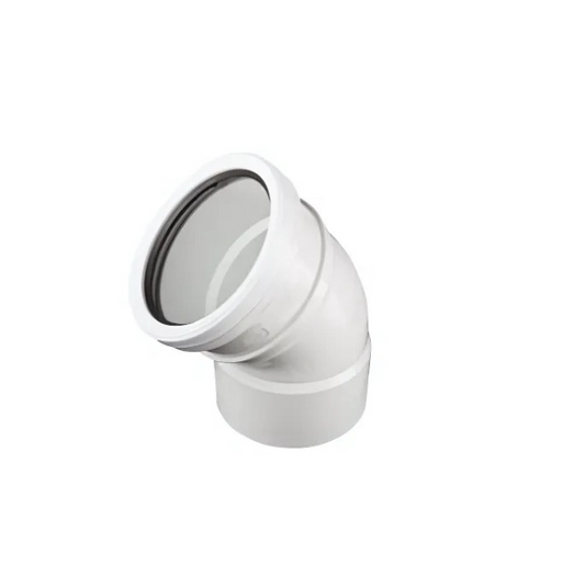110mm x 45° OsmaSoil Ring-Seal/Solvent Weld Bend (White) - 4S363W