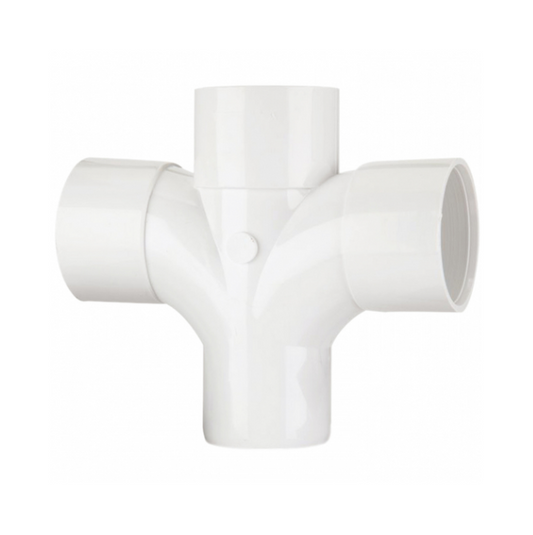 40mm x 92½° Cross Tee - Polypipe Waste System (White) – WS38W