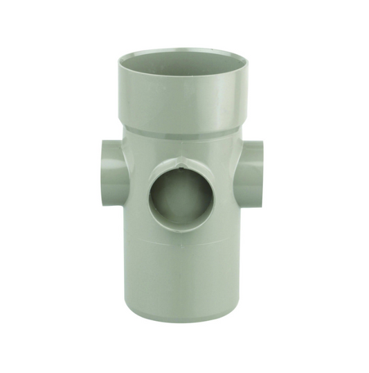 110mm OsmaSoil Bossed Pipe Plain End - Wavin (Grey) – 4S585E