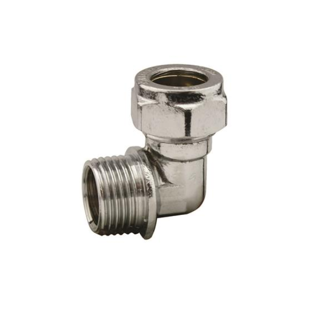 Chrome Compression Male Elbow (Chrome) 22mm x ¾" BSP – CCEAM-22E