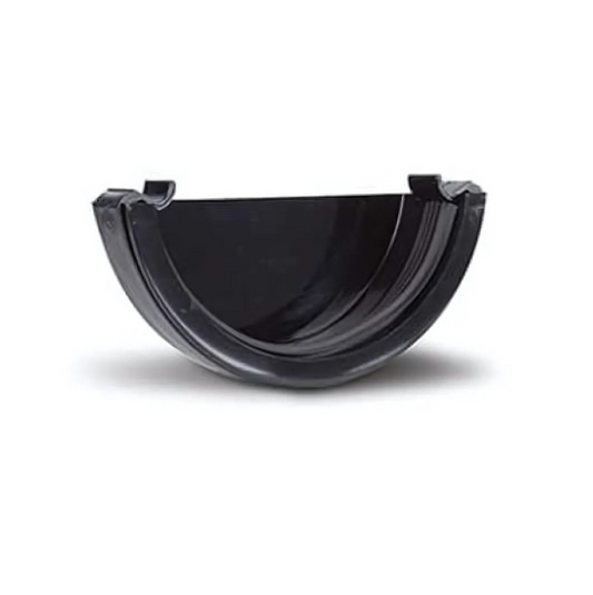 112mm Half Round Gutter External Stop End - Polypipe (Black) – RR107B