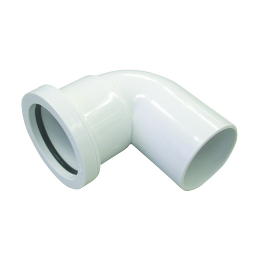 32mm x 90° Osma Push-Fit Waste Spigot Bend - Wavin (White) – 4W260W