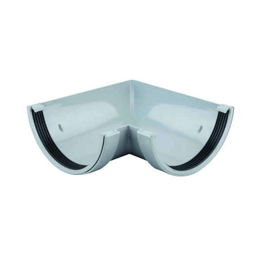 Wavin Osma RoofLine Half-Round Gutter Angle (Grey) 150mm x 90° – 6T603G
