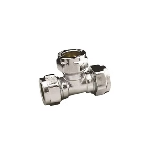 Chrome Compression Reducing Tee (Chrome) 22mm x 22mm x 28mm – CCRT-222228