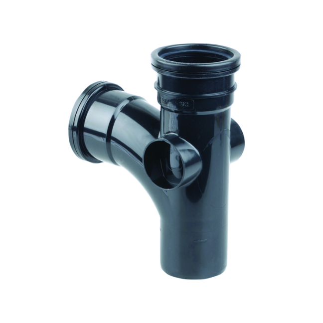 82mm OsmaSoil Ring-Seal Single Socket Branch 87.5° - Wavin (Black) – 3S190B