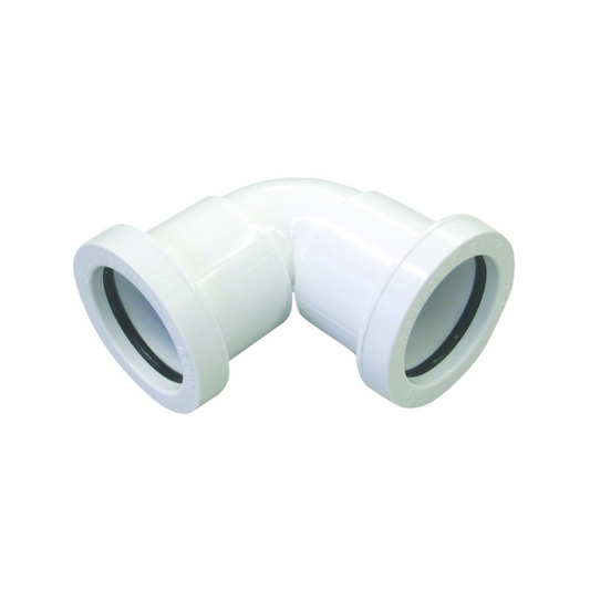 32mm x 90° Osma Push-Fit Waste Knuckle Bend - Wavin (White) – 4W160W
