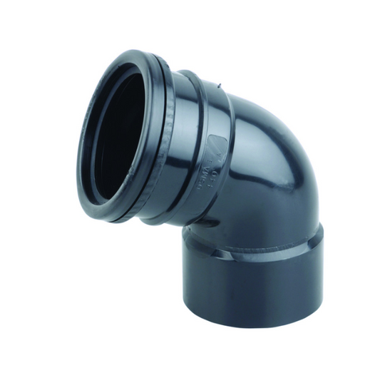 Wavin OsmaSoil Ring-Seal Solvent Weld Offset Bend Top 82mm (Black) – 3S440B