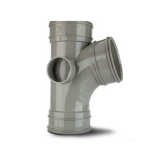 Polypipe Single Branch Triple Socket (Solvent Grey) 110mm x 104° - SWT35SG