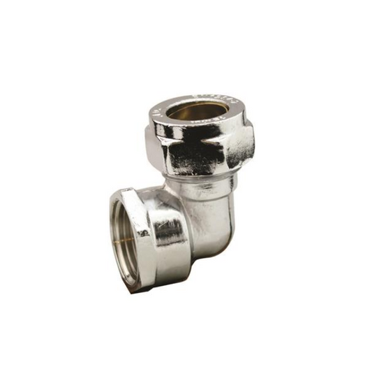 Chrome Compression Female Elbow (Chrome) 22mm x ¾" BSP – CCEAF-22E