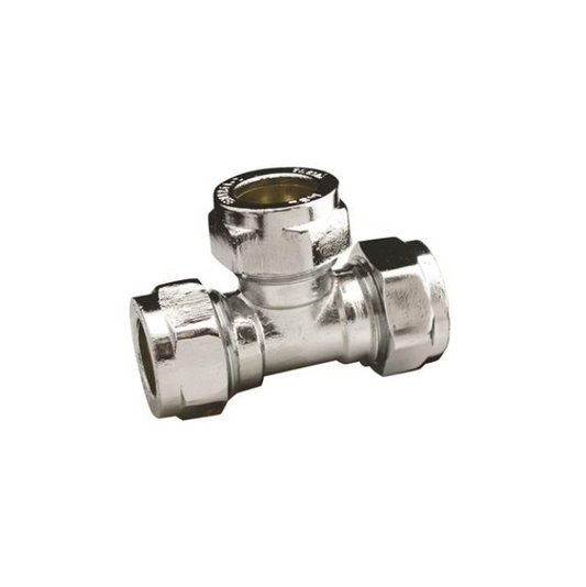 Chrome Compression Equal Tee (Chrome) 22mm – CCET-22