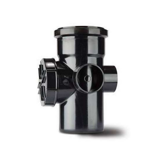 Polypipe Access Pipe with 2 Bosses, Single Socket (Black) 110mm - SA43B