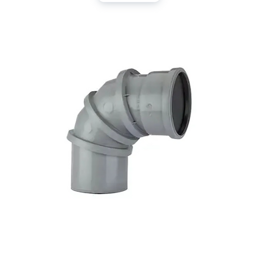 Polypipe Adjustable Bend (0°–90°), Ring Seal/Spigot (Grey) 110mm - SAB90G