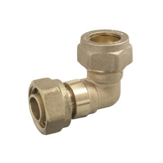 Compression Brass Bent Tap Connector (Brass) 15mm x 1/2" MI – COBTC-15D