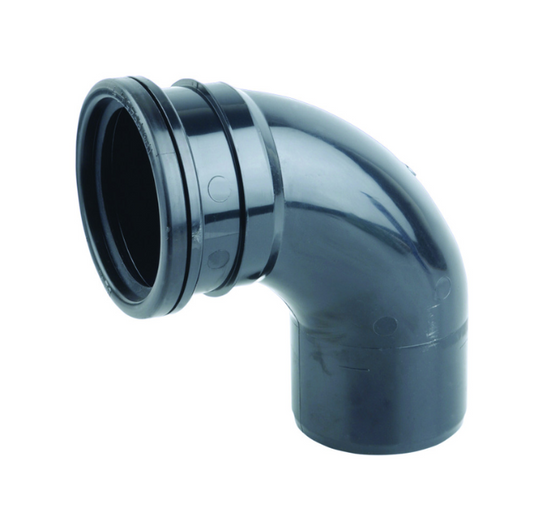 82mm  OsmaSoil Ring-Seal Single Socket Bend 87.5° - Wavin (Black) – 3S161B