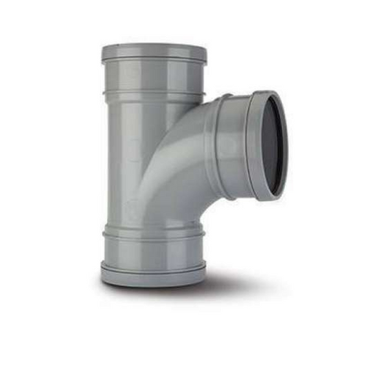 4in/110mm x 92.5° Equal Branch Triple Socket - Polypipe (Grey) – ST405G
