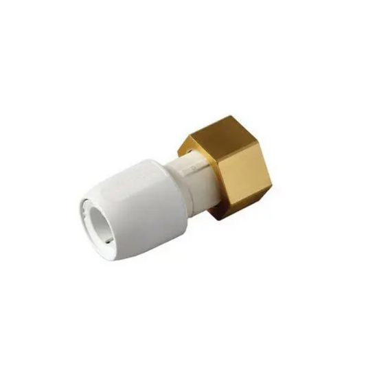 Wavin Hep2O Straight Tap Connector (White) 15mm x ½″ - HD25A/15W