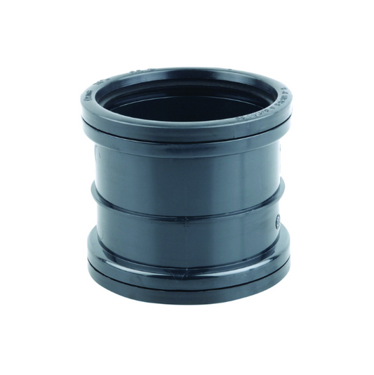 82mm OsmaSoil Ring-Seal Double Socket Coupler - Wavin (Black) – 3S105B